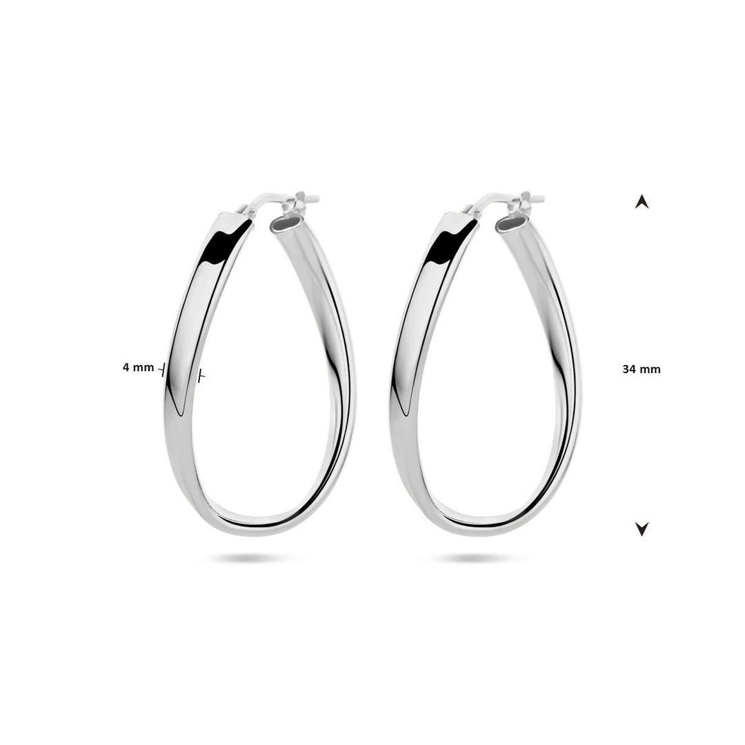 Gerhodineerd zilveren gedraaide oorringen 34 mm