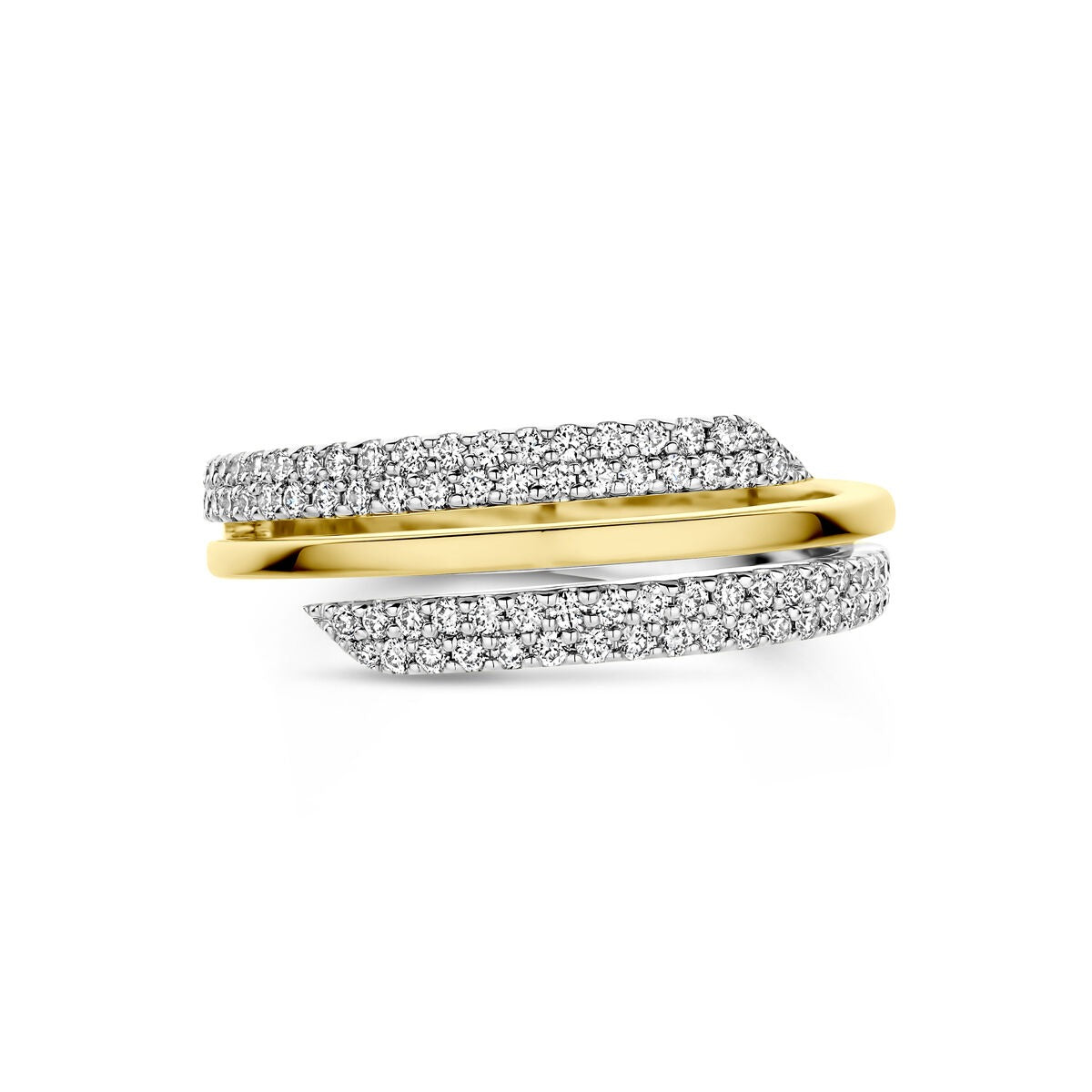 pierścionek z białego i żółtego złota z diamentem 0.40ct
