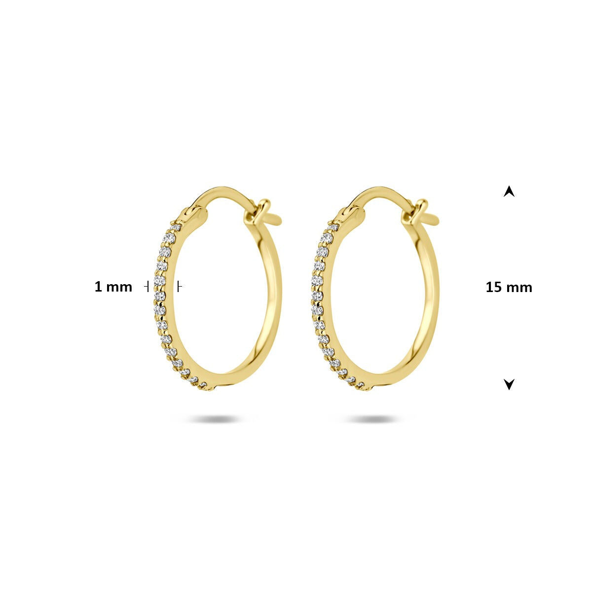 14k Żółte Złoto Kolczyki Koła z Diamentem Hodowanym w Laboratorium 0,15 ct