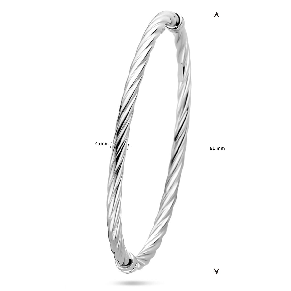 Srebrna bransoletka z plecionym wzorem – rodowana srebro 925, 61 mm średnica