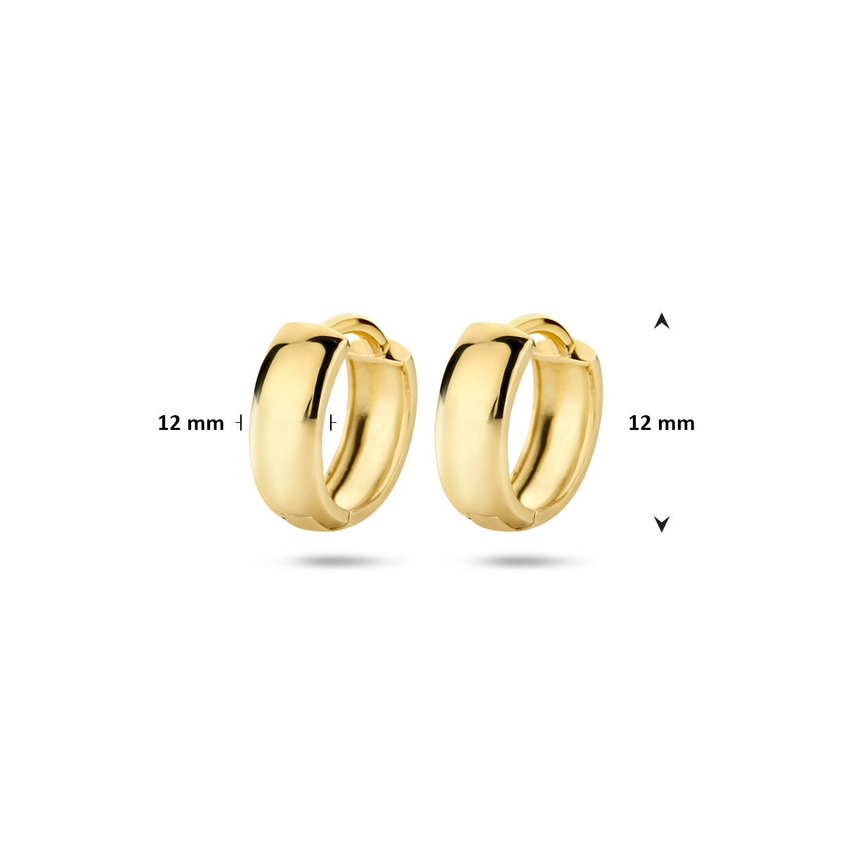 9k Żółte Złoto Kolczyki Koła 12 x 3.2 mm
