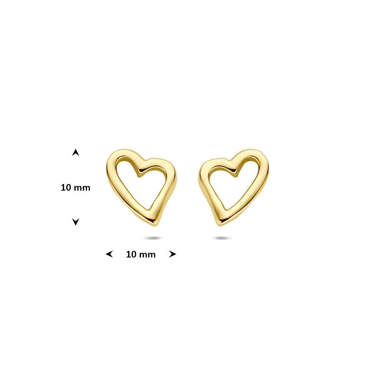 14k żółte złoto kolczyki wkrętki z serduszkiem 10 mm