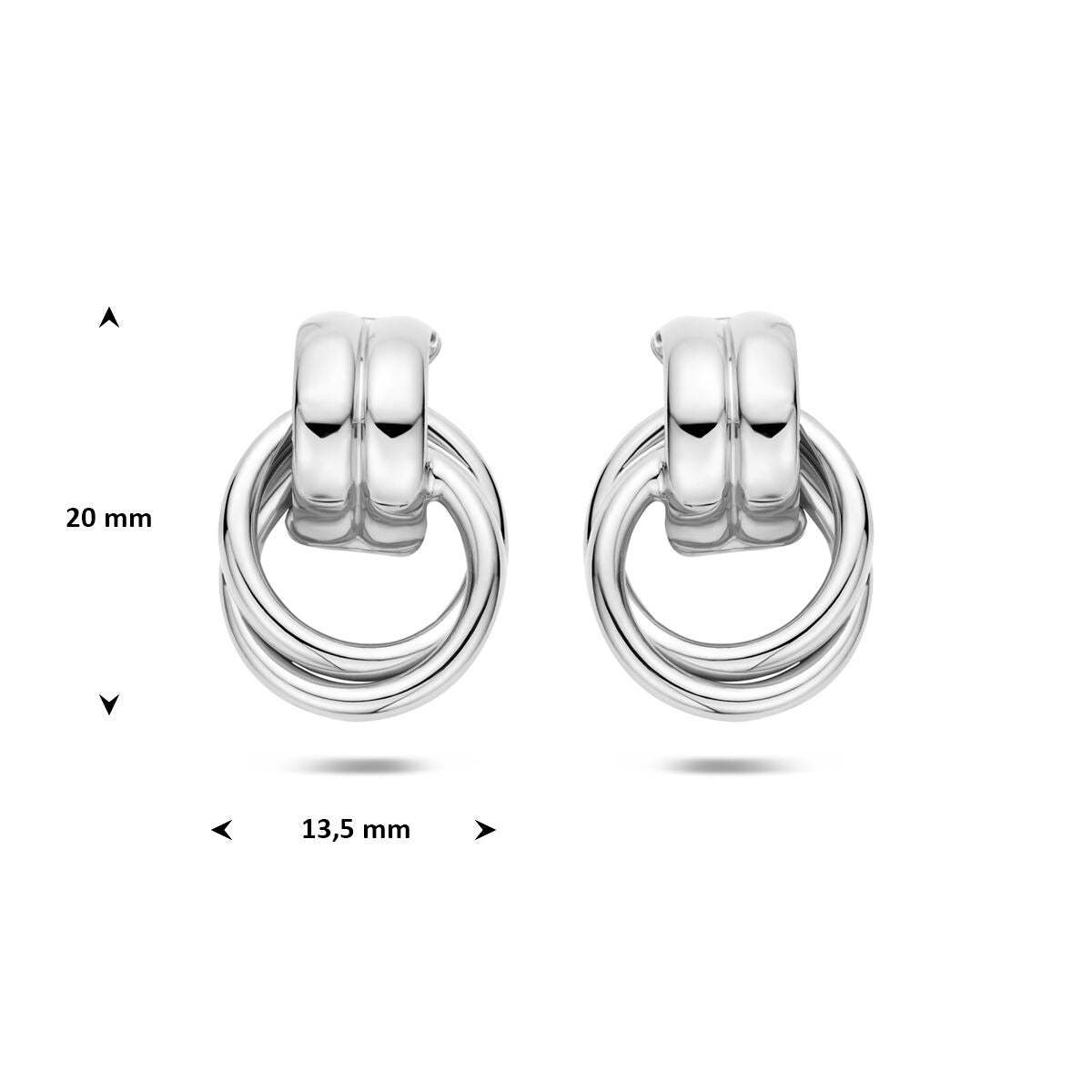 Rodowane 925 srebrne kolczyki wkrętki 20 x 13.5 mm
