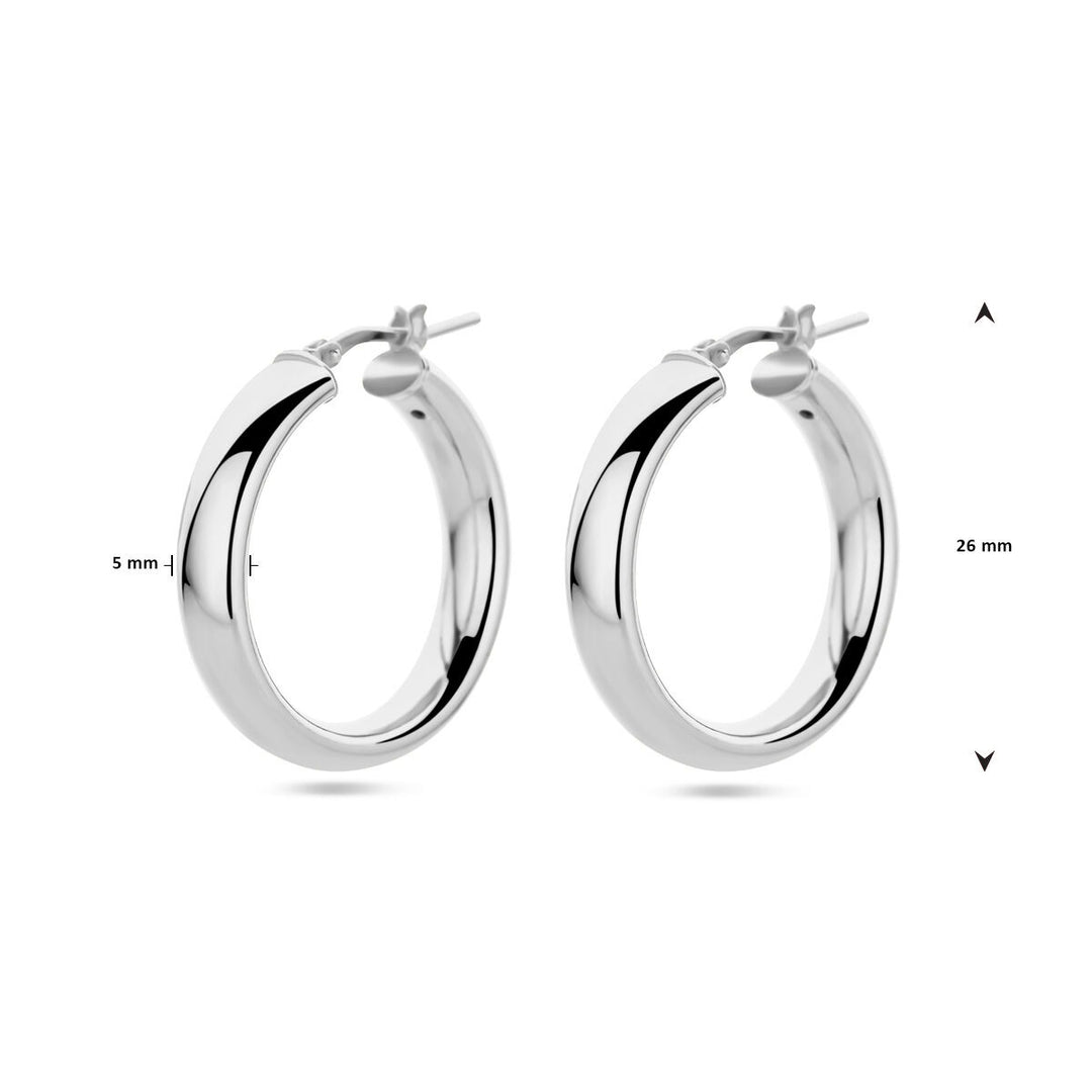 Gerhodineerd zilveren oorringen half-rond 26 mm