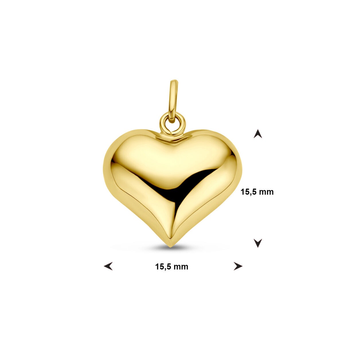 14k Żółte Złoto Wisiorek z Sercem – 19.5mm Wysoki