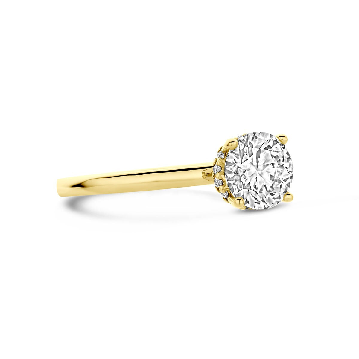 14k Żółte złoto pierścionek z diamentem hodowanym w laboratorium 1.07ct