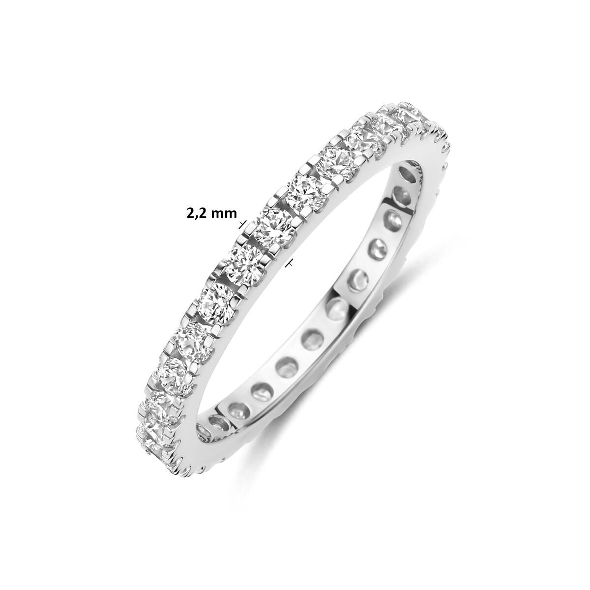 Rodowany pierścionek ze srebra 925 z cyrkonią 2.2 mm