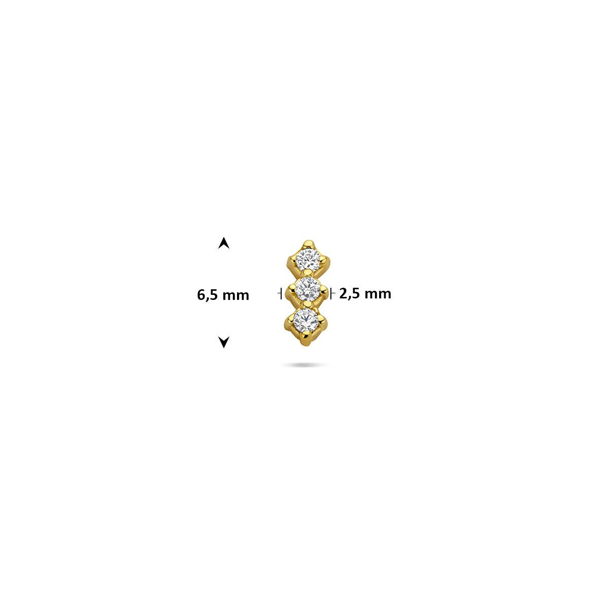Pozłacany 925 srebrny płaski piercing z rzędem cyrkonii