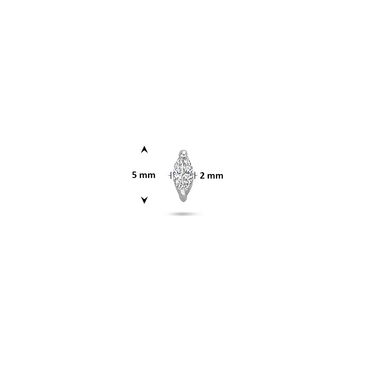 Srebrny piercing flat back z cyrkonią markiz – rodowany 925