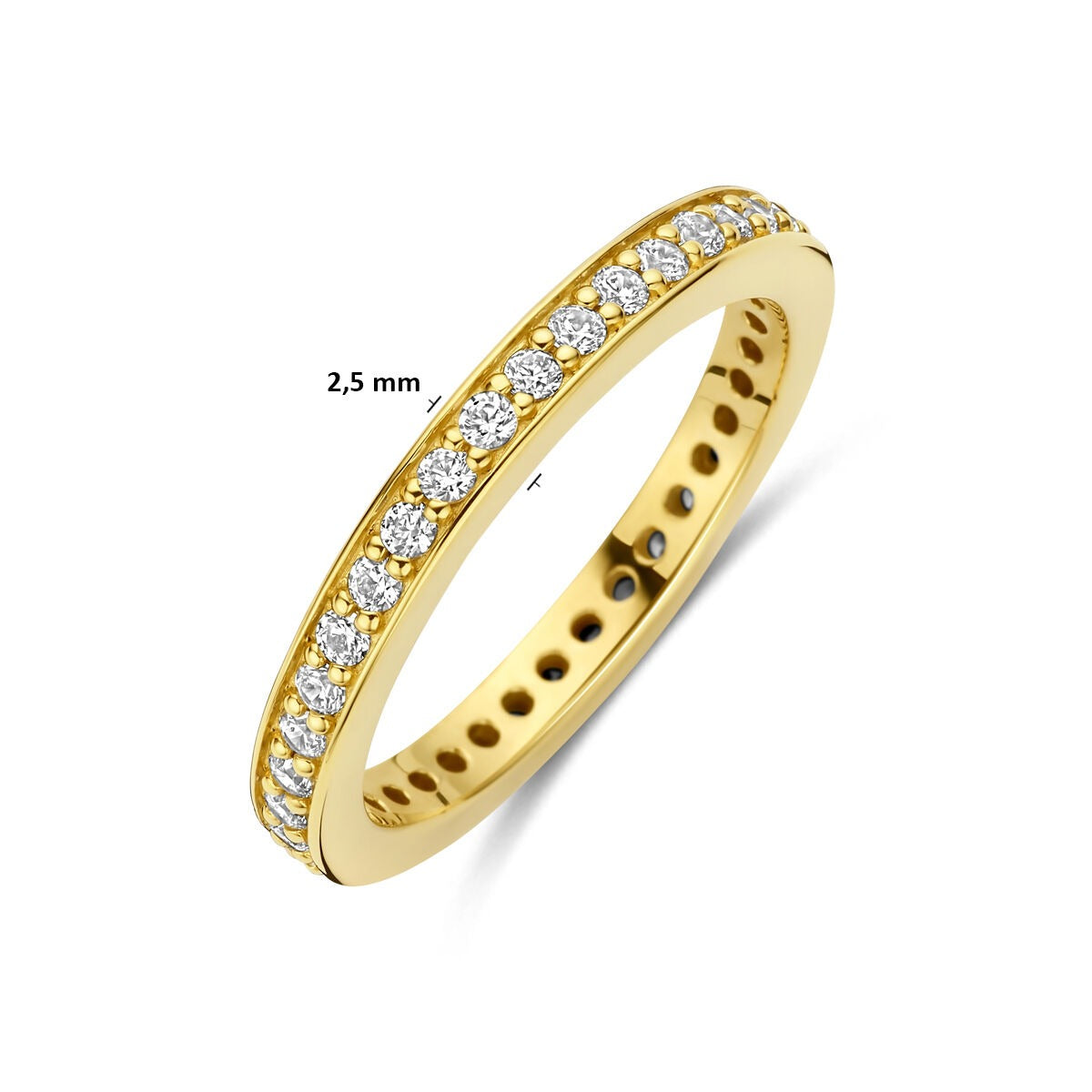 Pozłacany pierścionek srebrny 925 z cyrkonią 2.5 mm