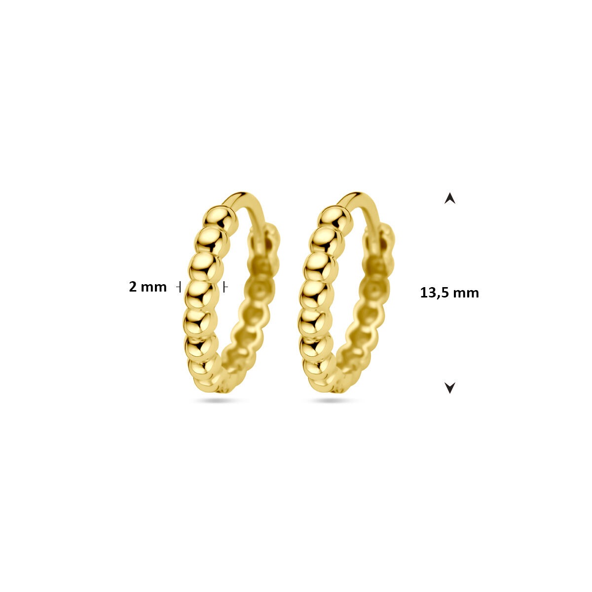 9k Żółte Złoto Kolczyki Koła z Kulkami 13.5 x 2 mm