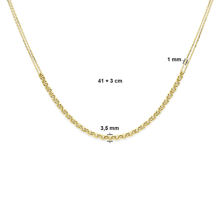 14k Geelgouden Collier – Verstelbaar tot 44cm