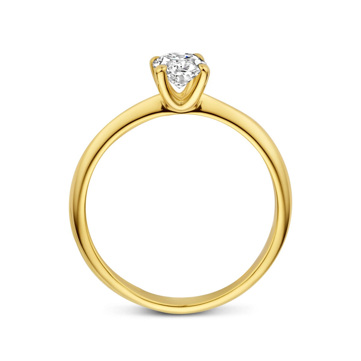 14k Żółte złoto pierścionek z diamentem hodowanym w laboratorium – owalnie szlifowany 0.50ct