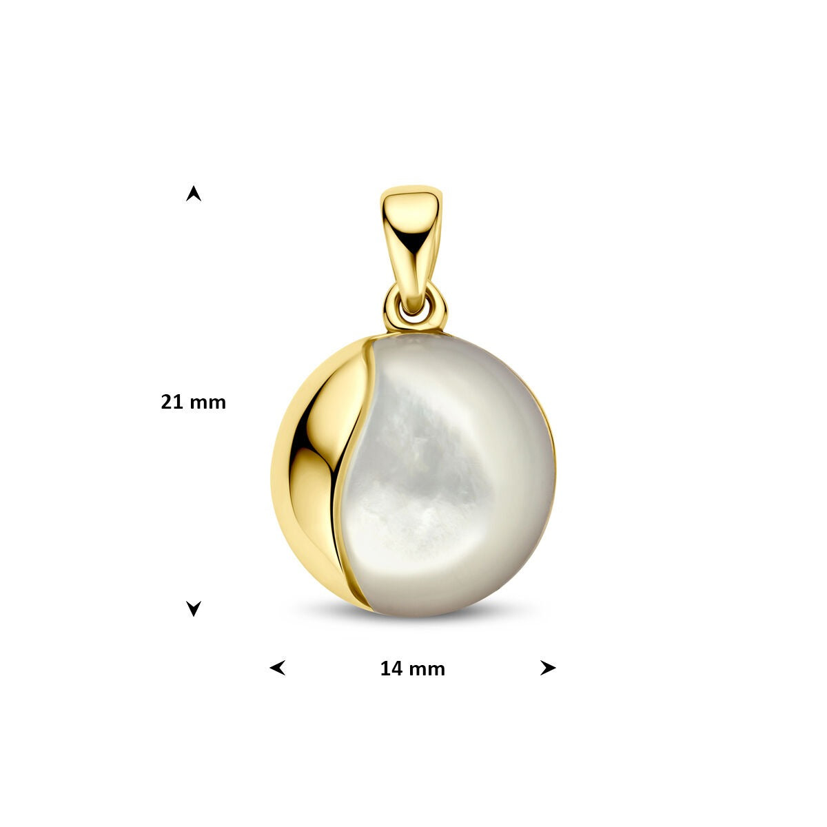 14k żółte złoto wisiorek z masą perłową 14 mm