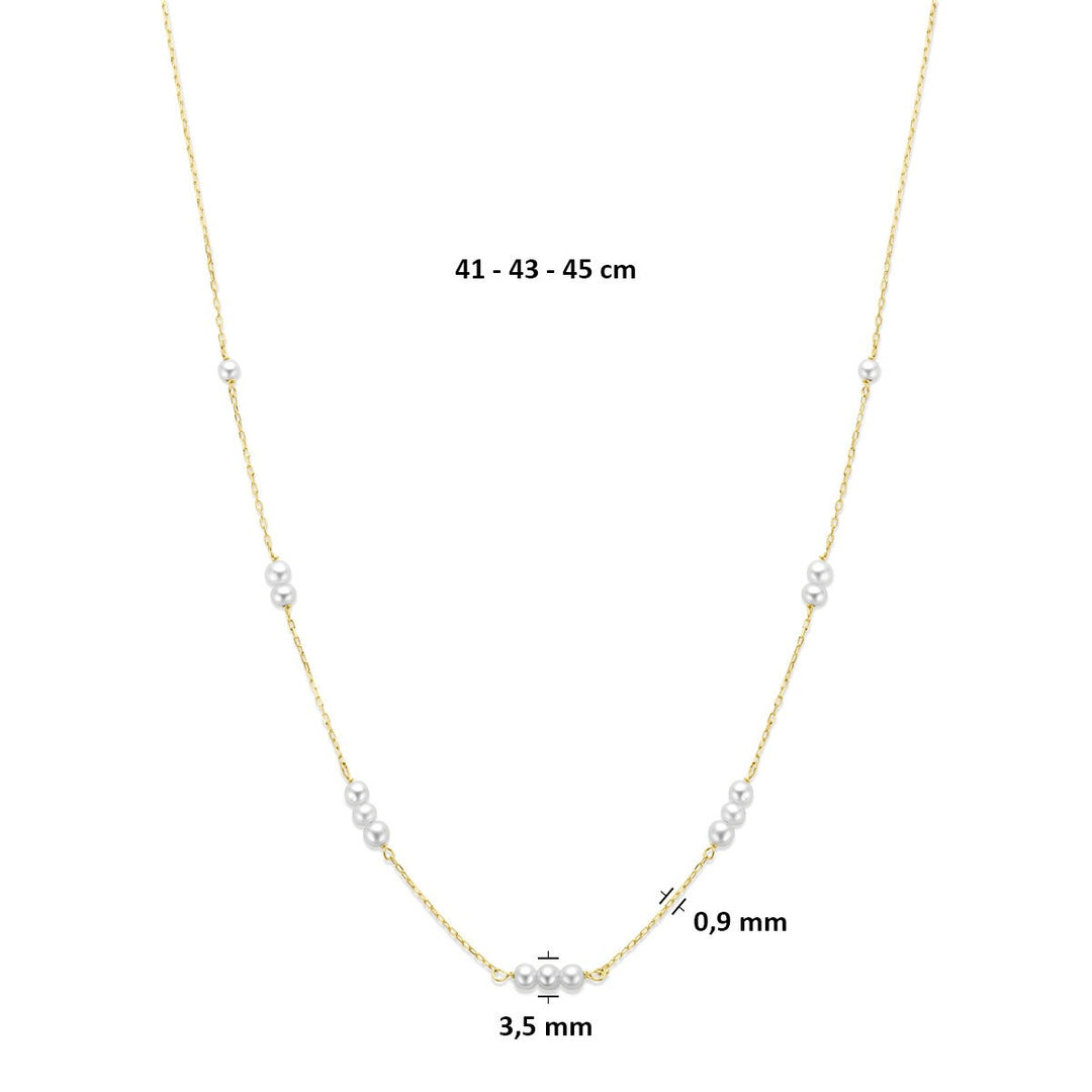 9k geelgouden collier met parels