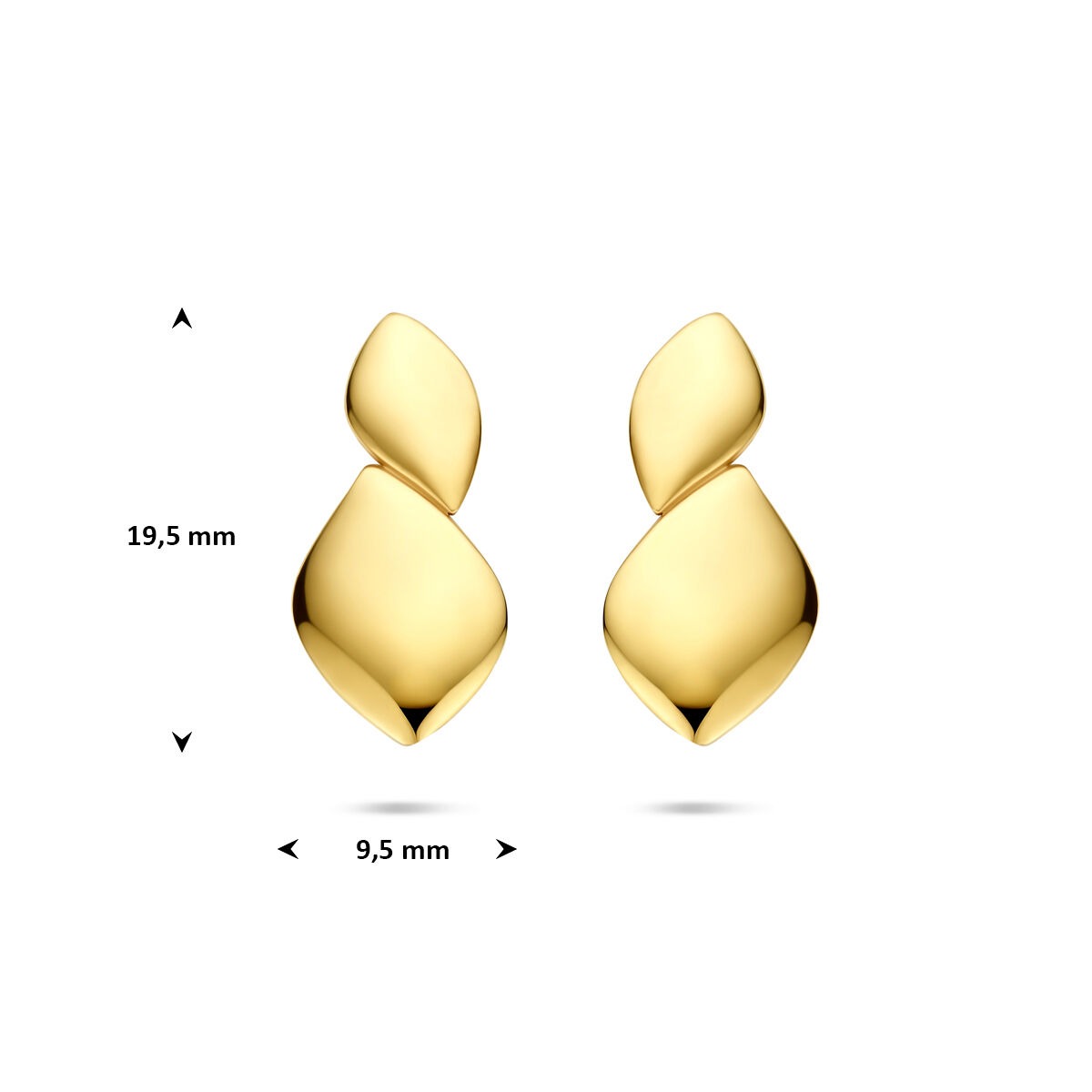 Złote kolczyki wkrętki 14k prostokątny design
