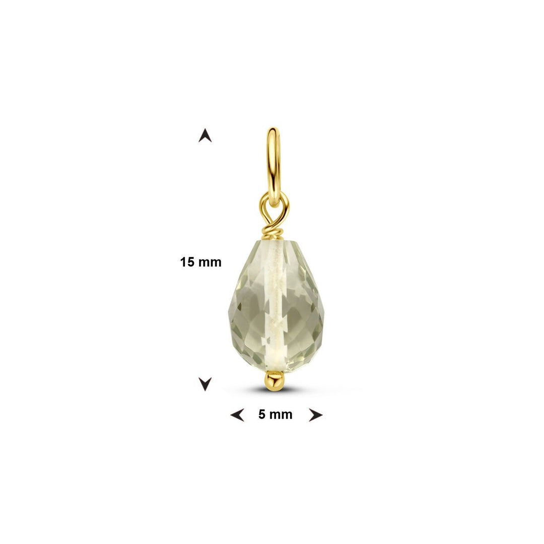 14k Geelgouden Hanger met Groene Amethist – Briolette Geslepen