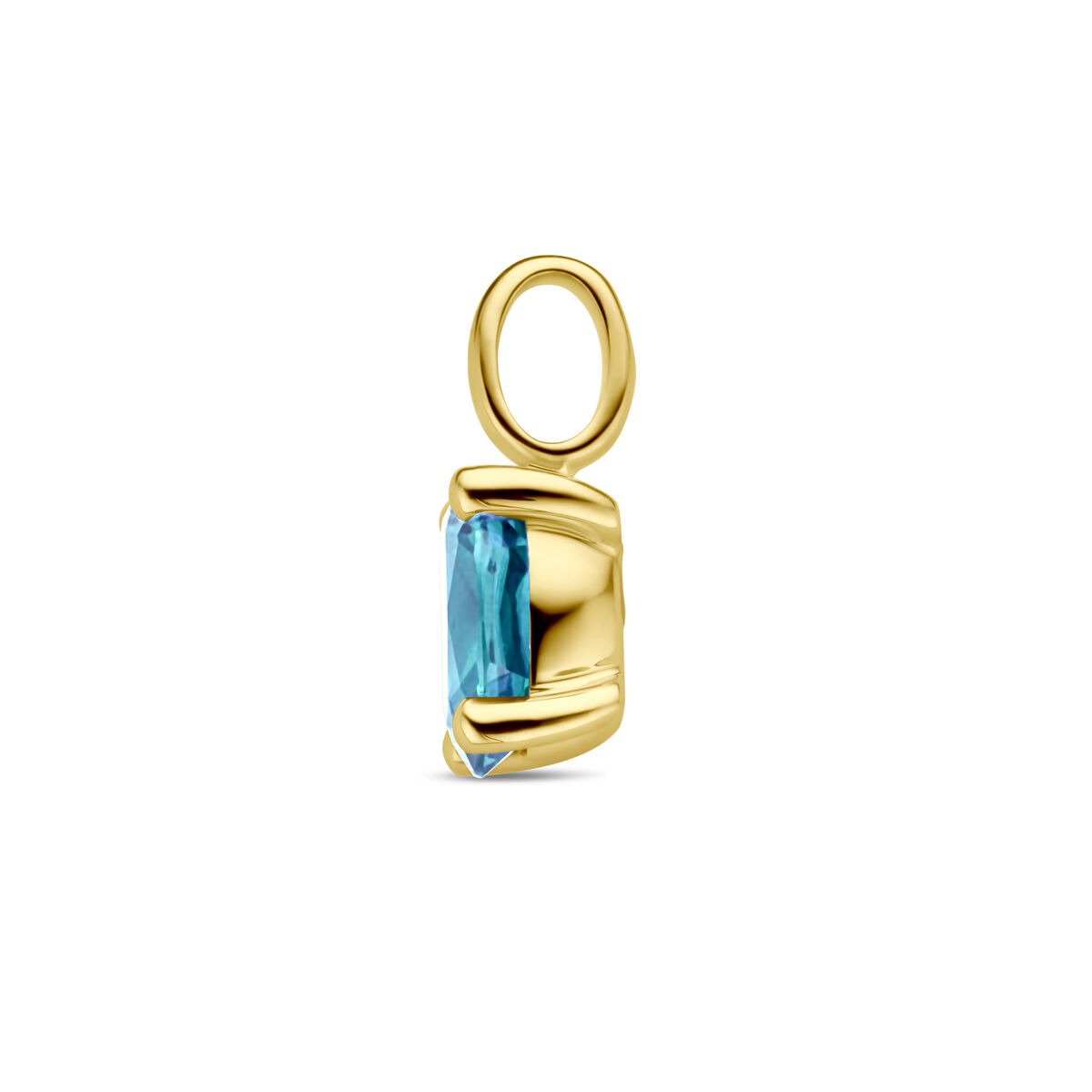14k żółte złoto wisiorek z topazem London Blue