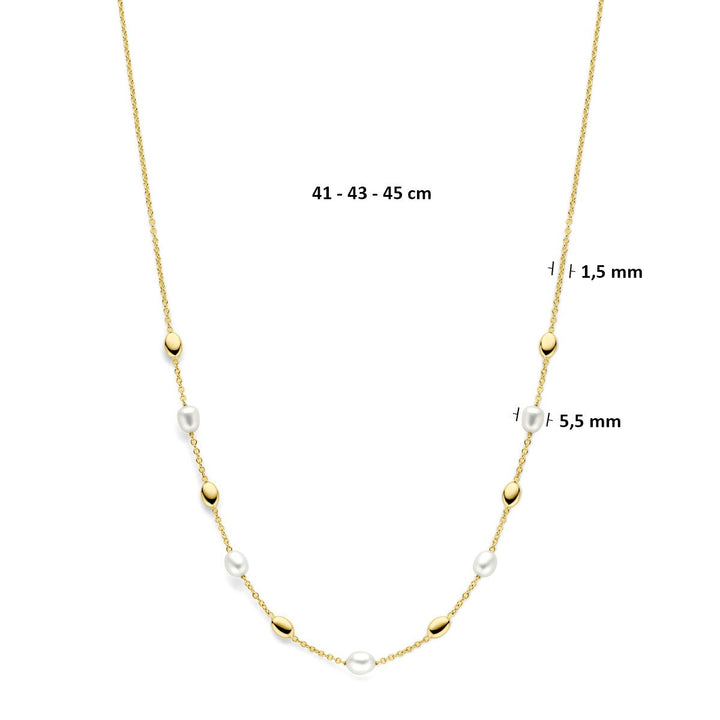 14k geelgouden collier met parels