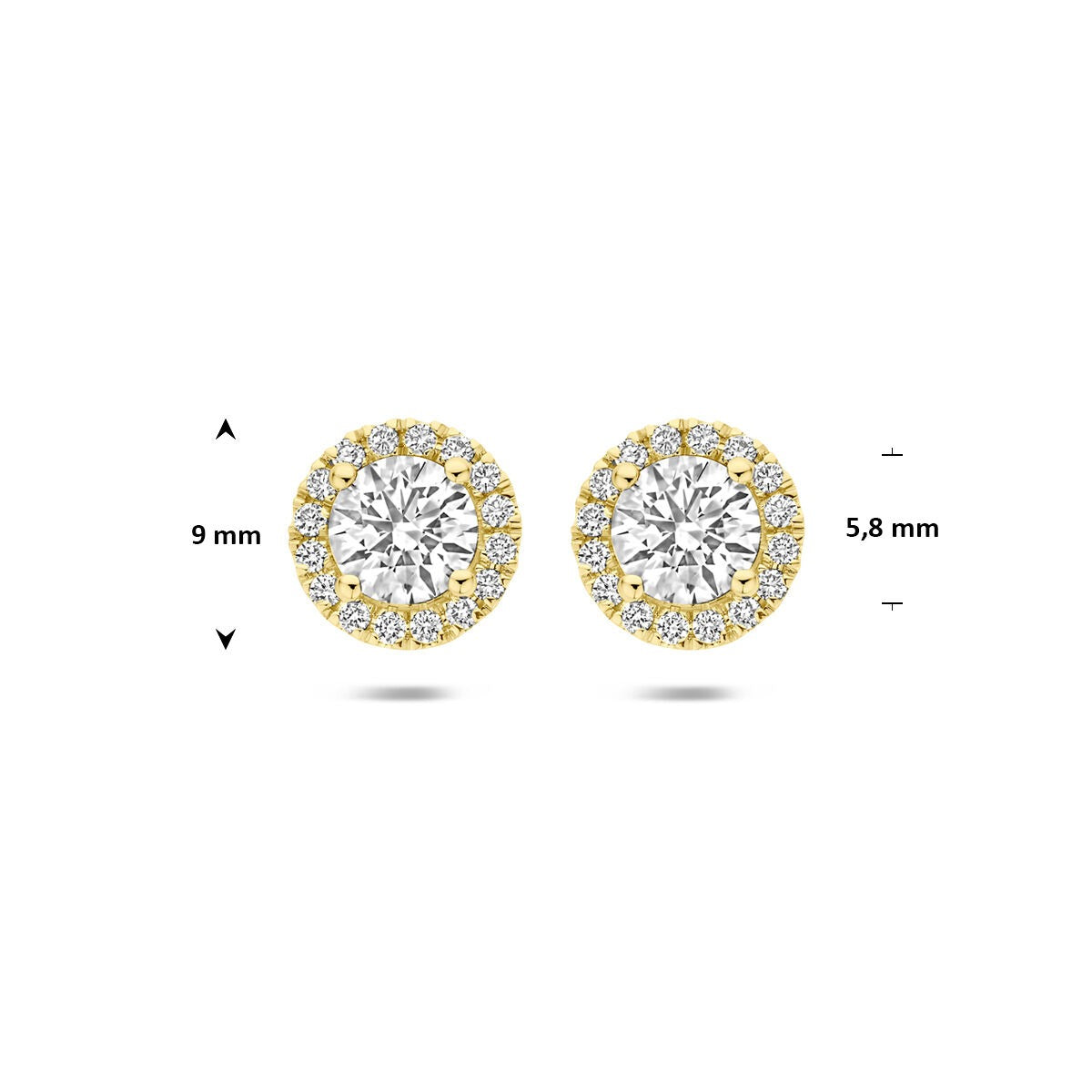 14k Złote kolczyki wkrętki z diamentem hodowanym w laboratorium