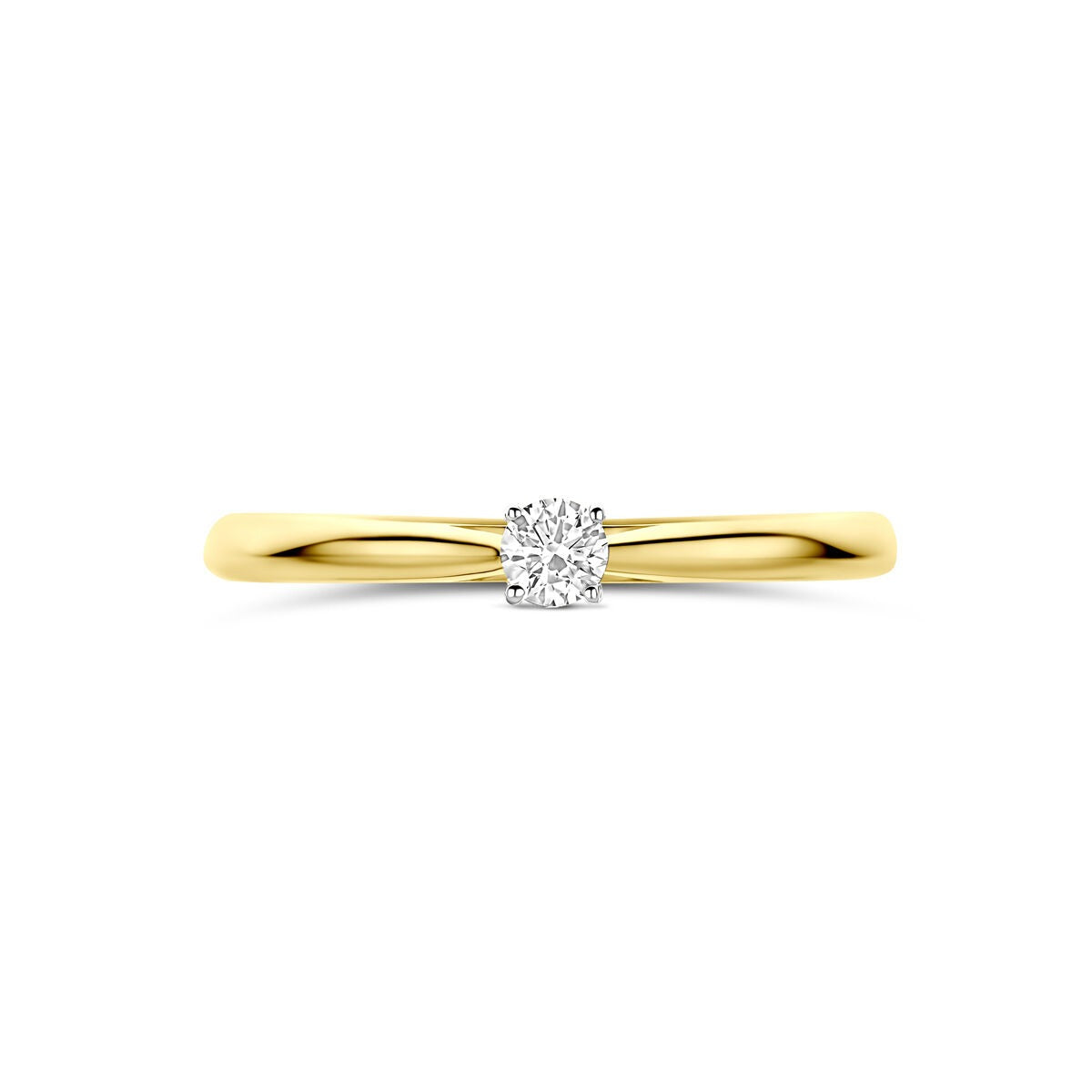 14k Bicolor żółte i białe złoto pierścionek z 0.10ct diamentem hodowanym w laboratorium