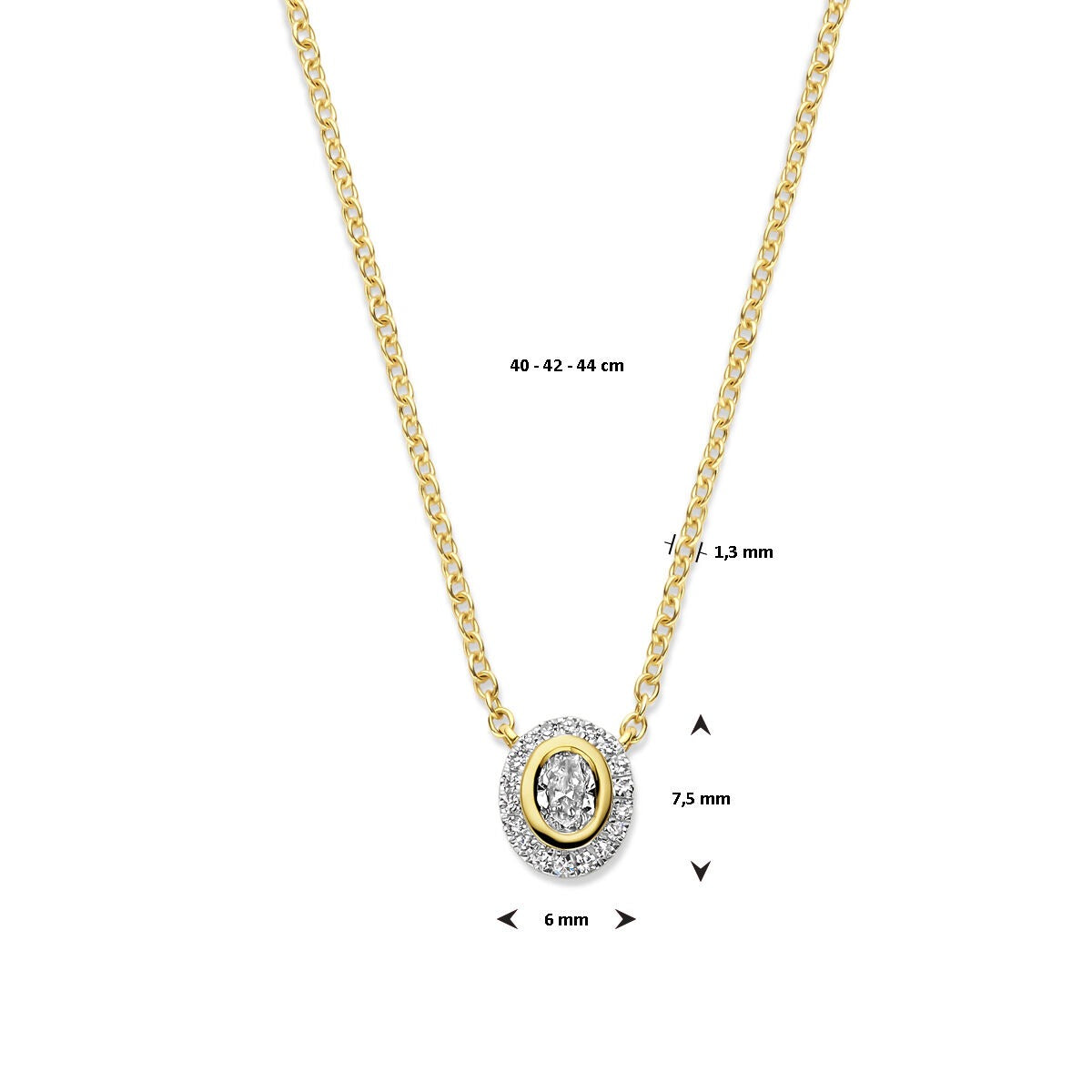 14k Żółte Złoto Naszyjnik z Diamentem – Ustawienie Entourage 0.25ct
