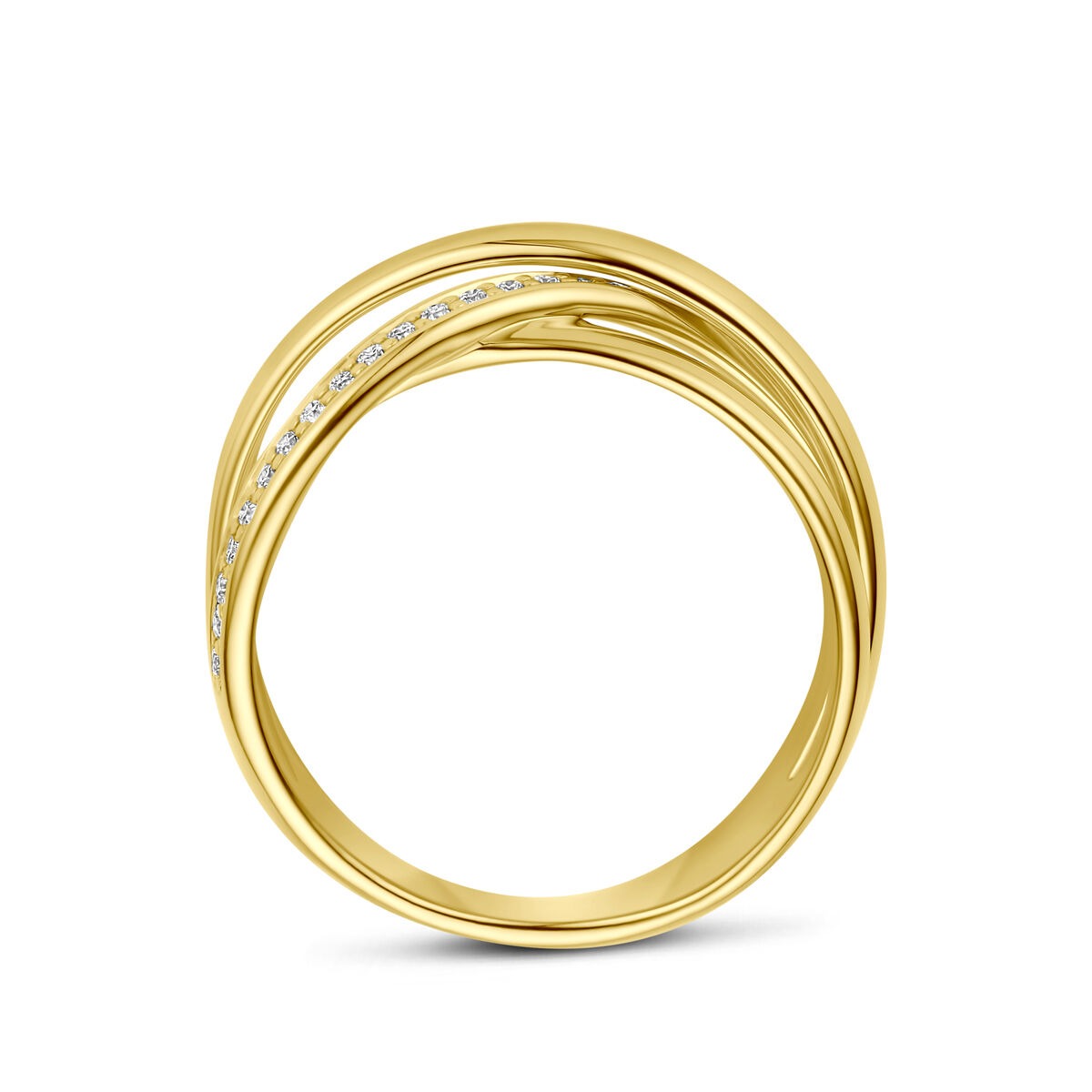 14k Żółte Złoto Pierścionek Alliance z Diamentem 0,15 ct