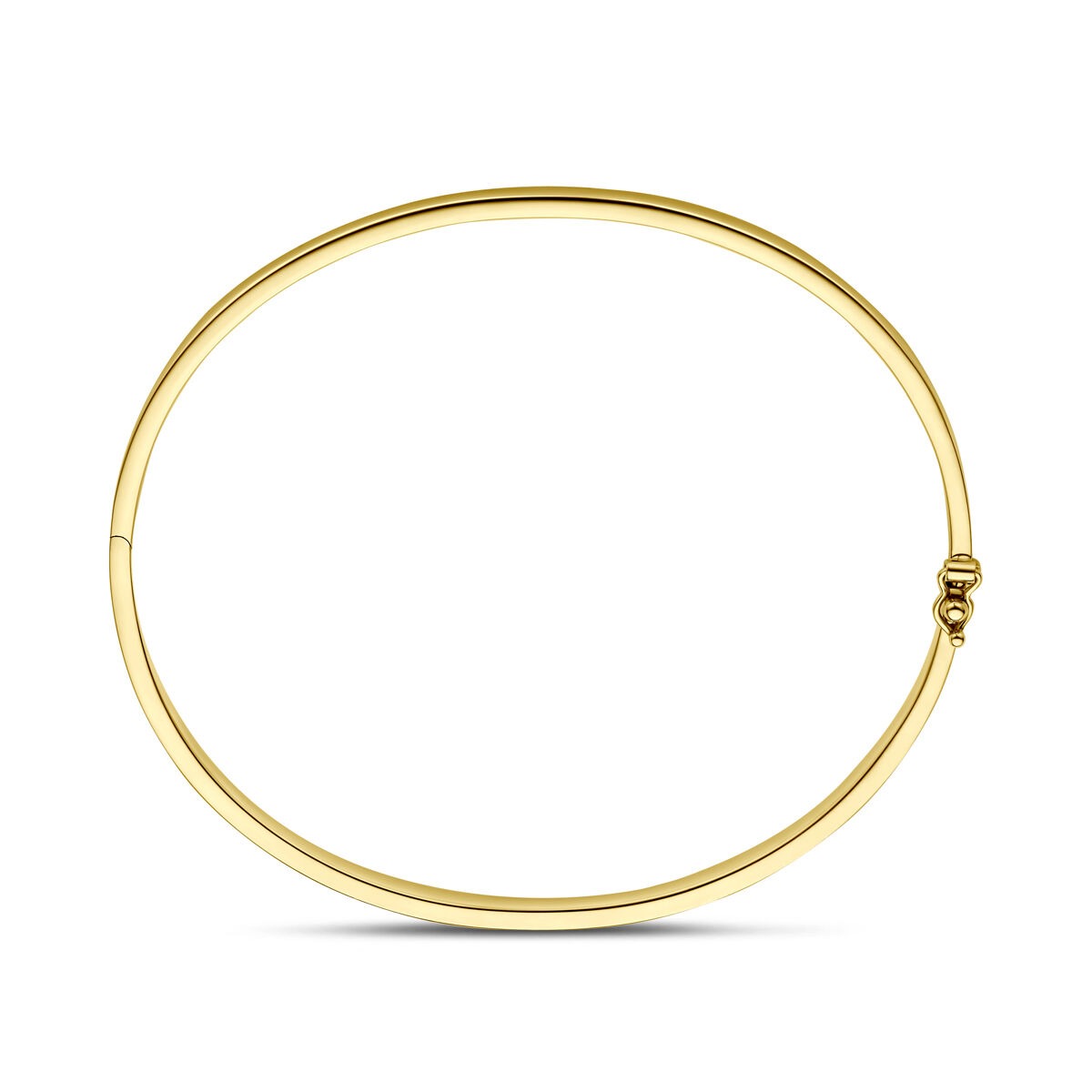 9k Żółte złoto bransoletka bangle z płaską rurką i srebrnym rdzeniem