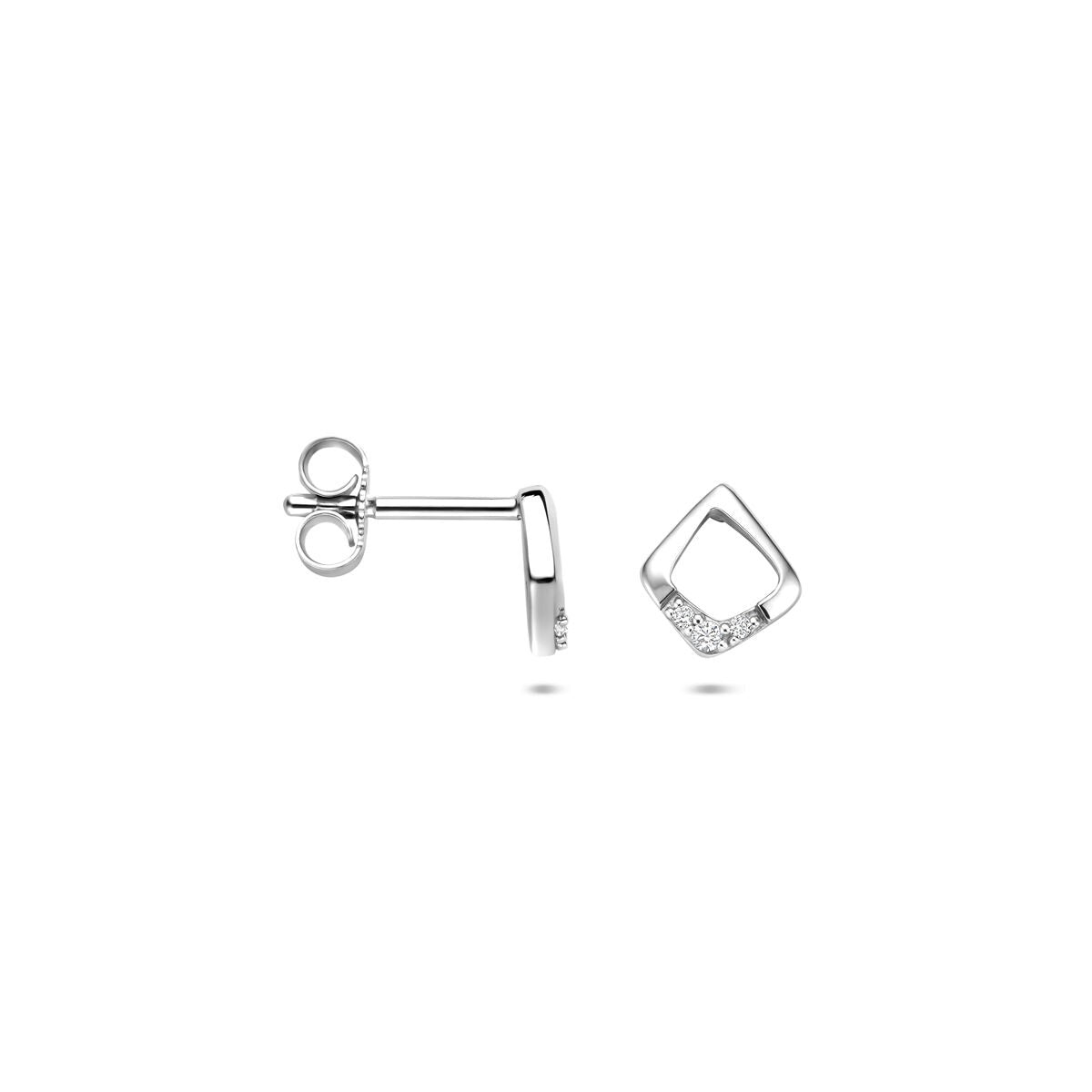 Srebrne kolczyki wkrętki z cyrkonią – 7 x 6.5 mm