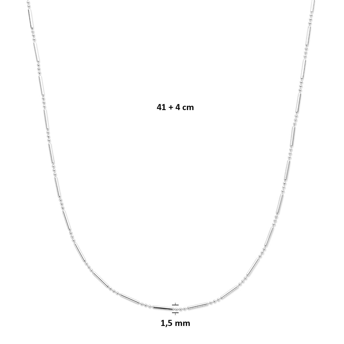 Rodowany srebrny damski naszyjnik bez wisiorka 1,5 mm 41 + 4 cm