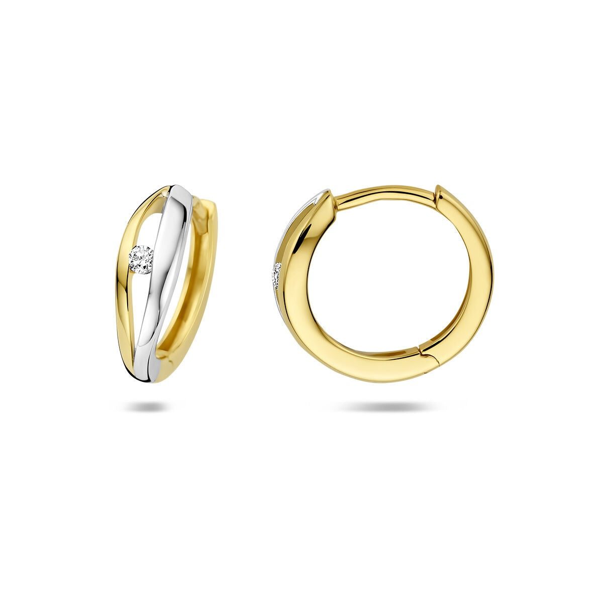 14k bicolor kolczyki koła z diamentem hodowanym w laboratorium