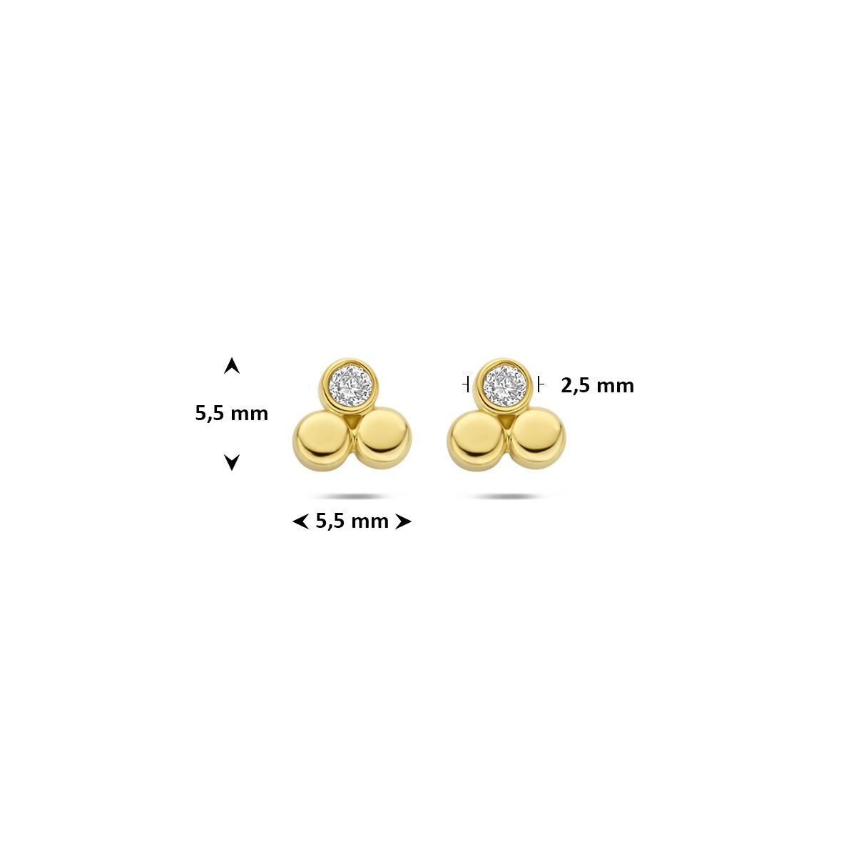 14k żółte złoto kolczyki wkrętki z diamentem lab grown 0,13 ct