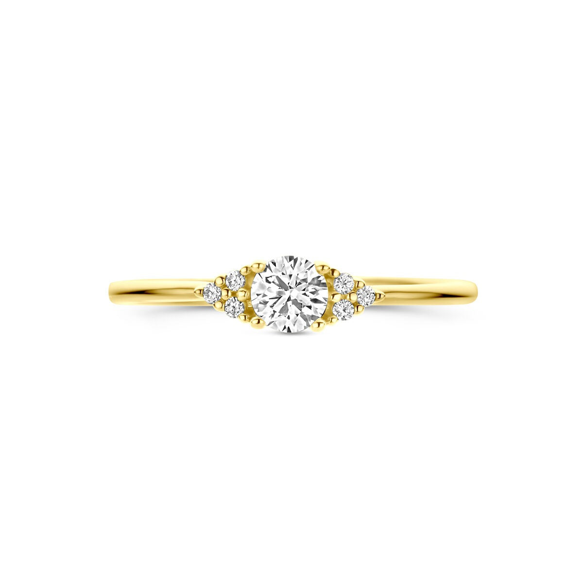 Złoty damski pierścionek 14k z solitarnym diamentem 0.28ct