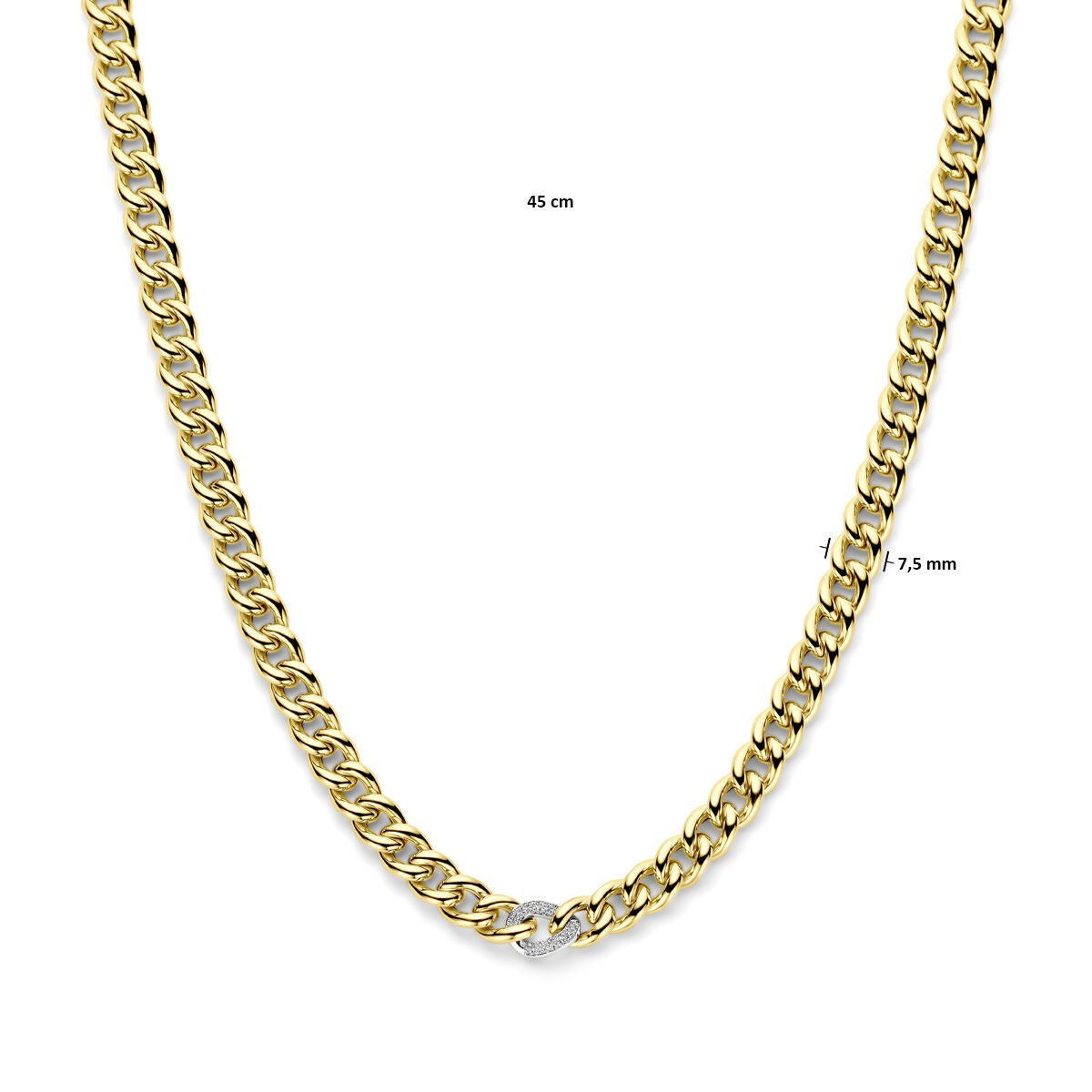 14k Bicolor Żółte i Białe Złoto Naszyjnik z Diamentem