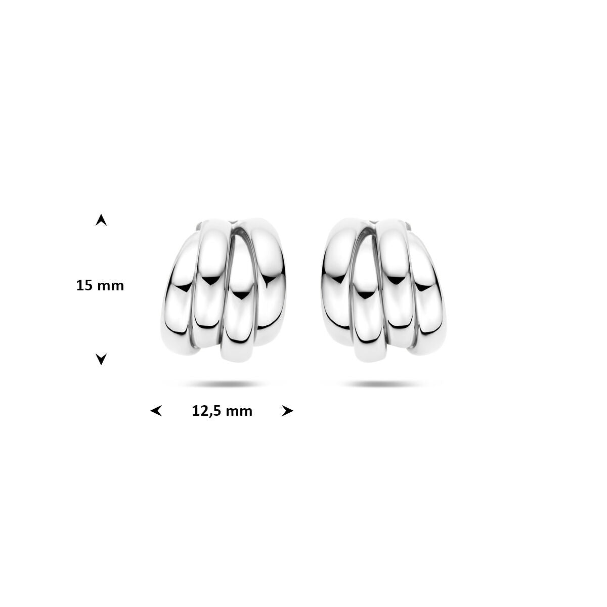 Rodowane 925 srebrne kolczyki wkrętki 15 x 12.5 mm