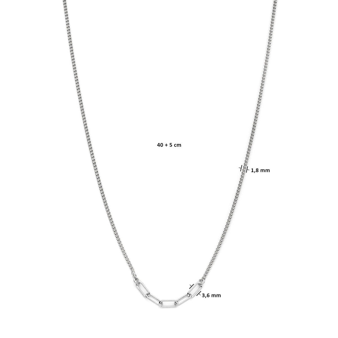 Zilveren collier – gerhodineerd 925 zilver met dubbele schakeldikte