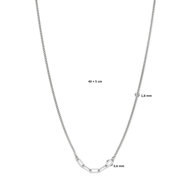 Zilveren collier – gerhodineerd 925 zilver met dubbele schakeldikte