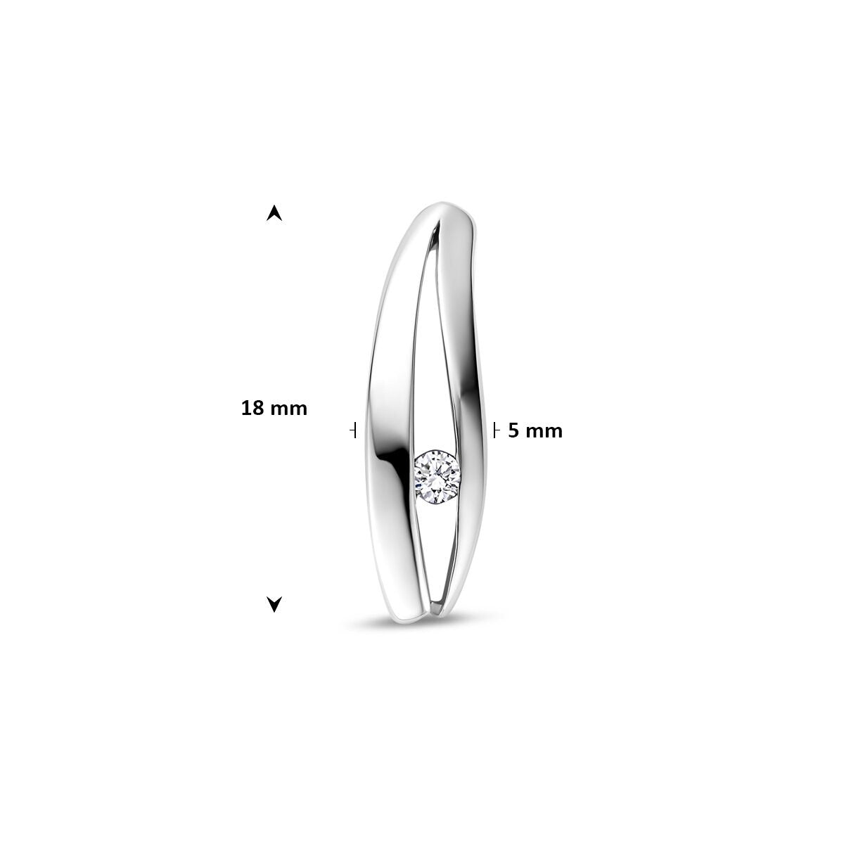 Srebrny wisiorek damski z diamentem lab grown – rodowany 18 mm