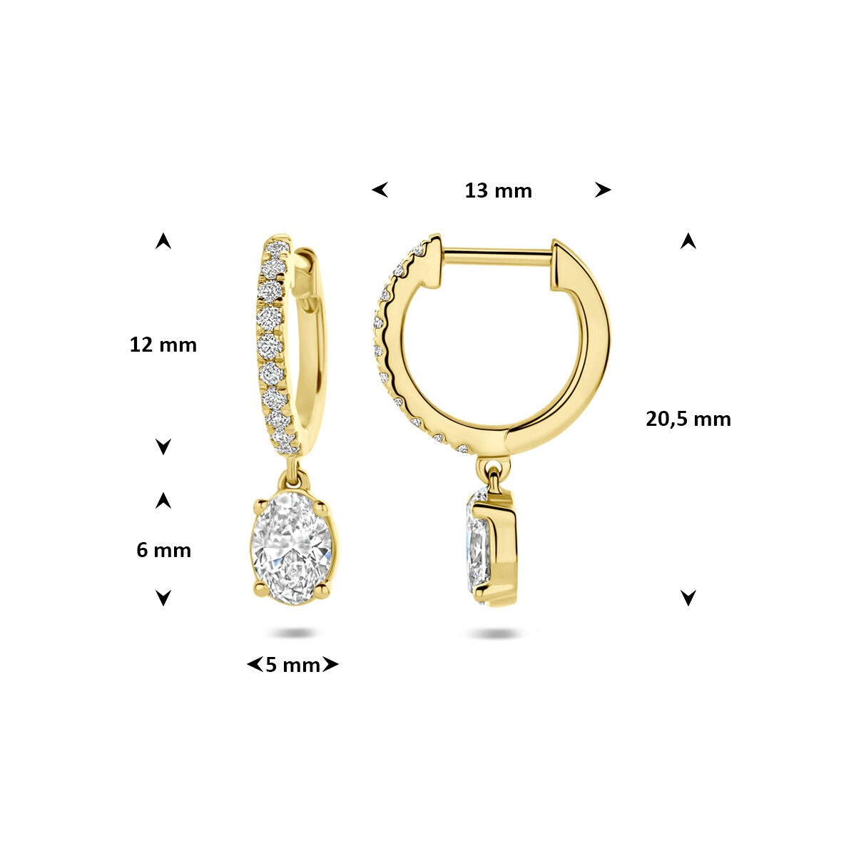 14k Złote kolczyki koła z diamentem hodowanym w laboratorium