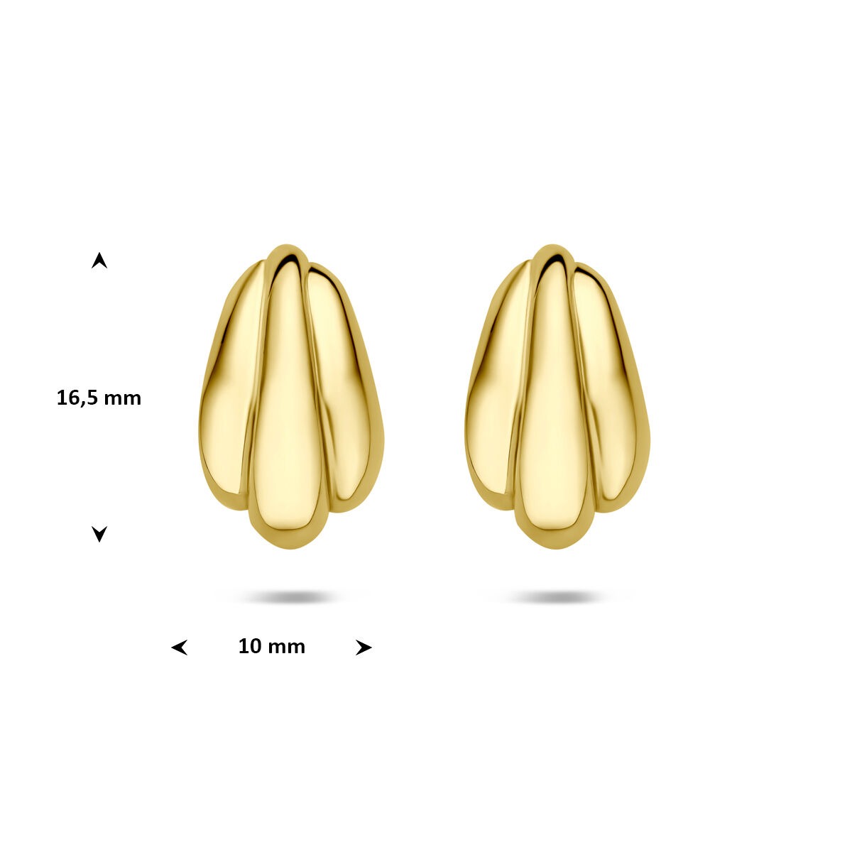Pozłacane 925 Srebrne Kolczyki Wkrętki 16,5 x 10 mm Damski