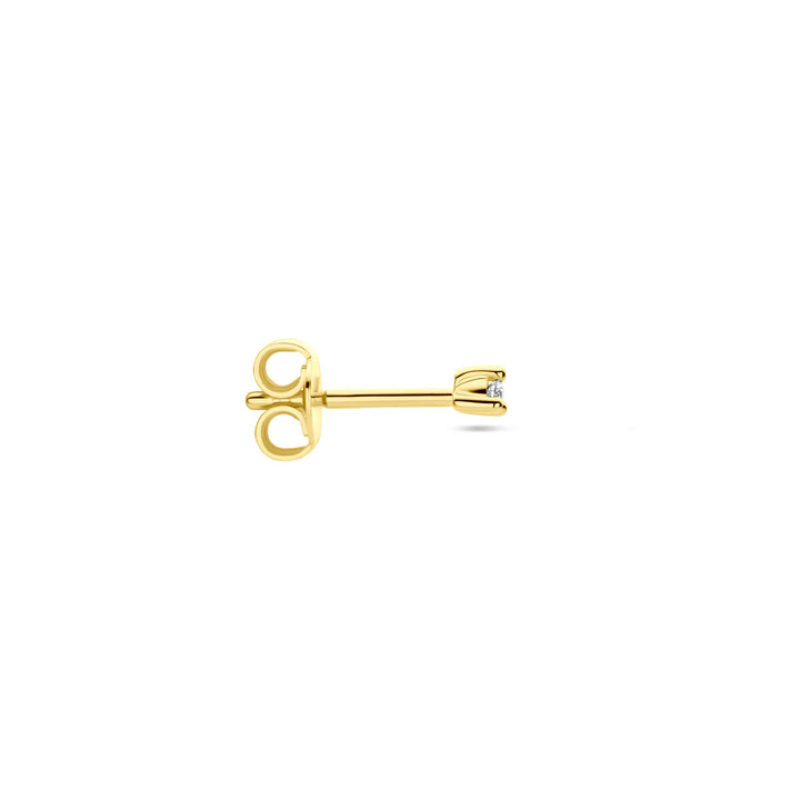 14k Geelgouden oorknop met diamant – per stuk verkocht