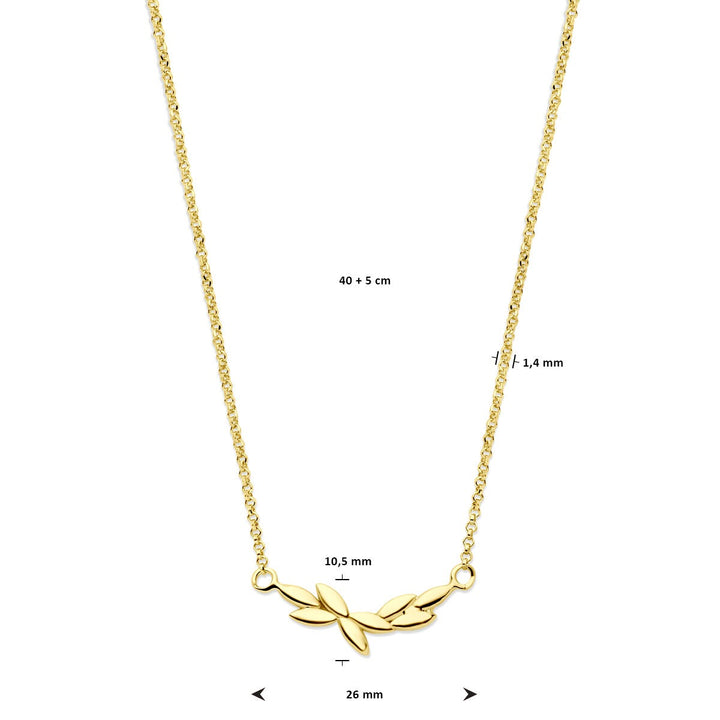 Verguld Zilveren Collier met Plantenmotief – 40-45cm