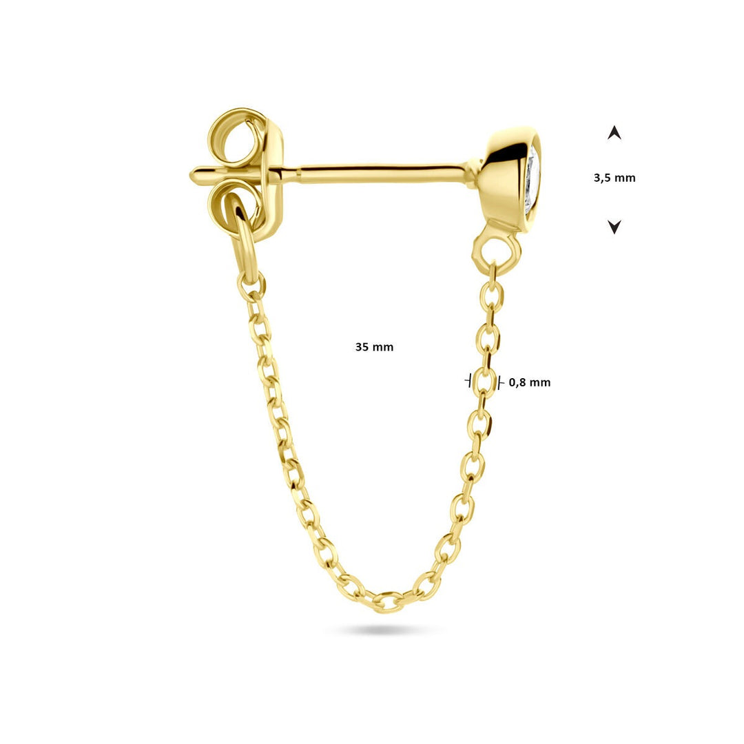 14k geelgouden oorknop met zirkonia – per stuk verkocht