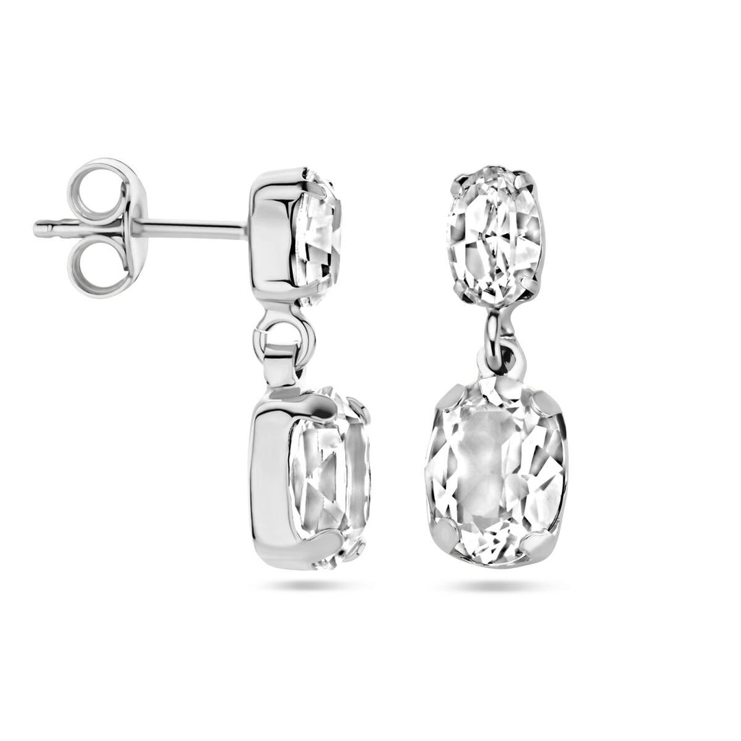 Gerhodineerd zilveren oorhangers met Swarovski kristal