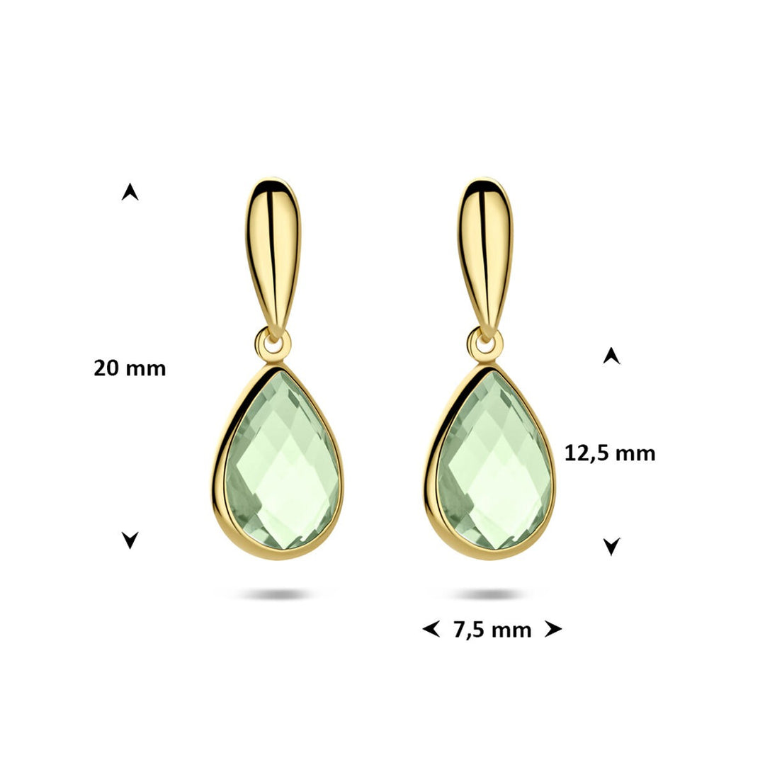 14k Geelgouden oorhangers met groene amethist