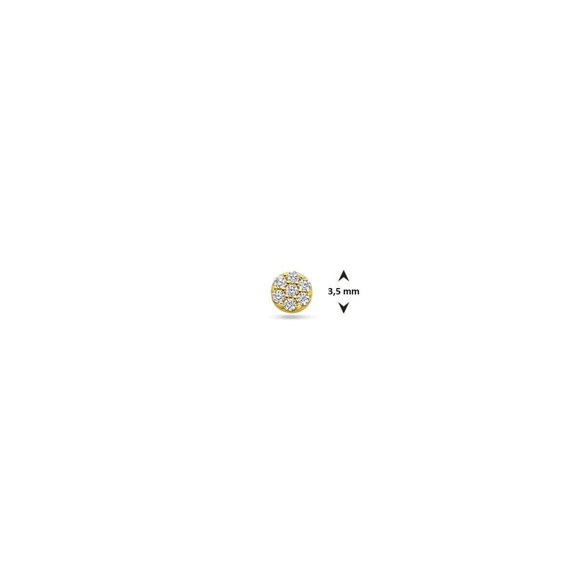 9k Żółte złoto płaski piercing z pavé cyrkonią 3,5 mm