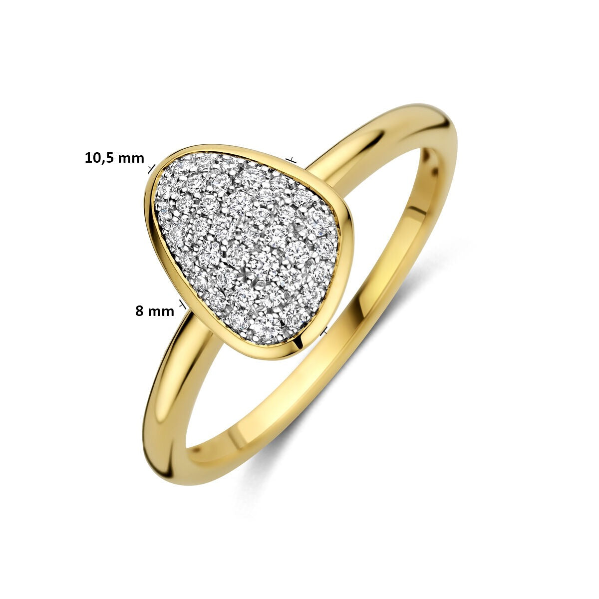 14k bicolor pierścionek damski z diamentem – 10,5 x 8 mm