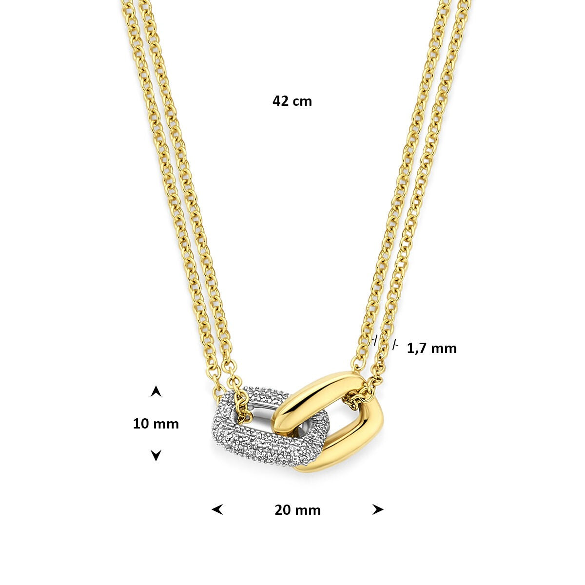 14k Bicolor Złota Naszyjnik z Wisiorkiem Diament
