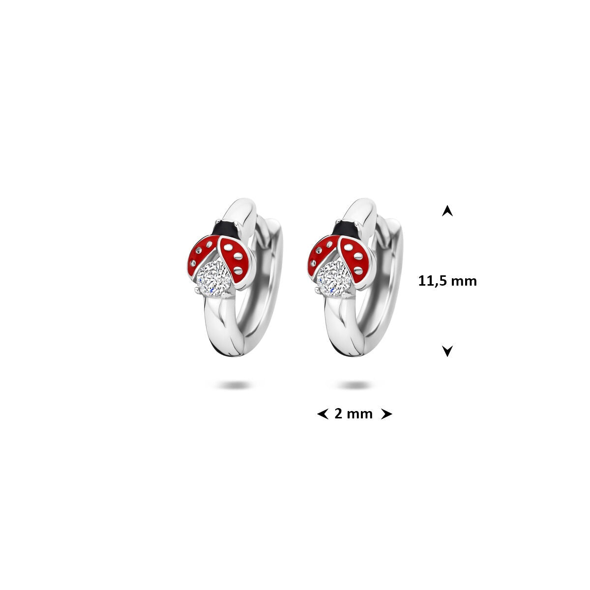 kolczyki koła biedronka 11,5 mm srebro rodowane