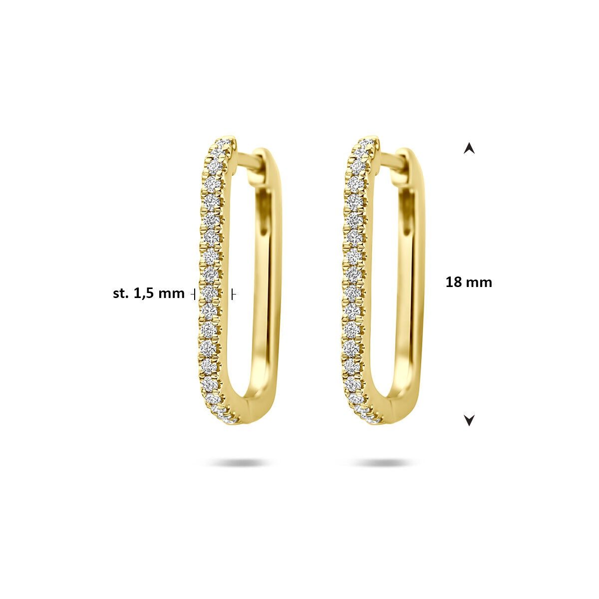 14k żółte złoto kolczyki koła z diamentem hodowanym w laboratorium